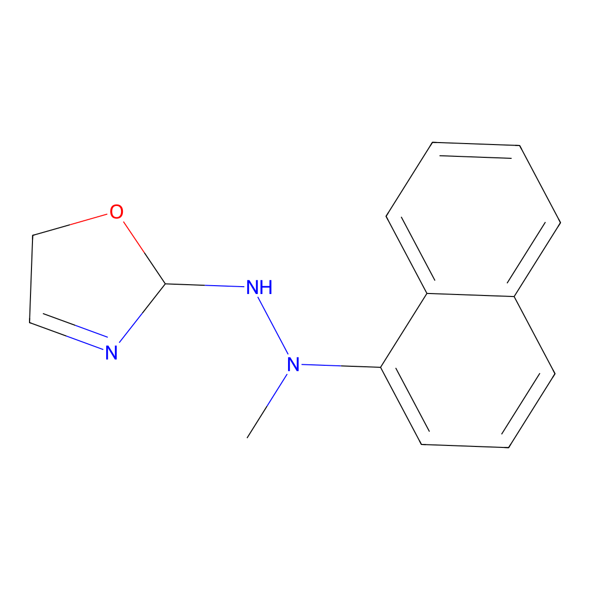 Hydrazine, 1-methyl-1-(1-naphthyl)-2-(2-oxazolinyl)- molecular structure, CAS 102570-92-3