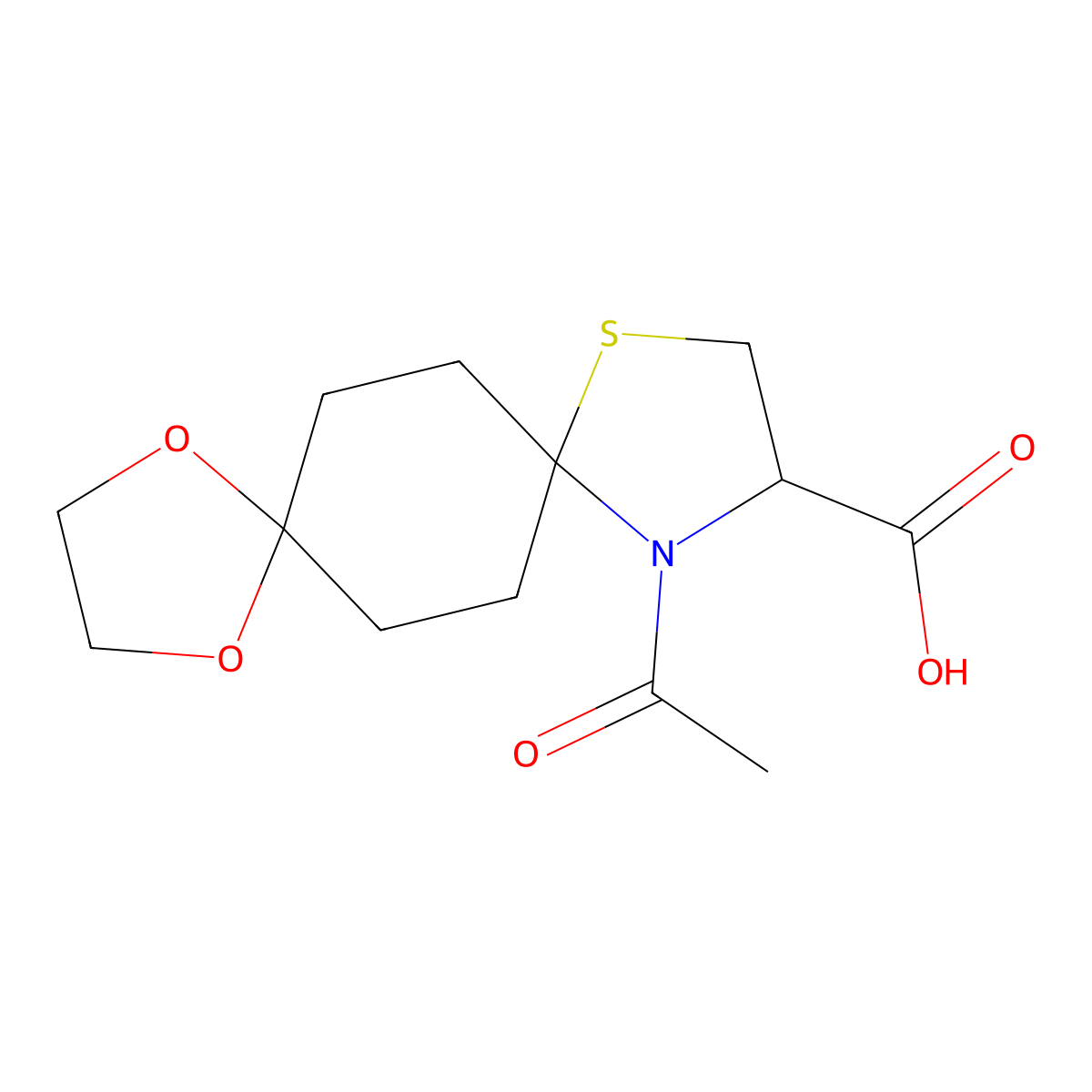 12-Acetyl-1,4-dioxa-9-thia-12-azadispiro[4.2.4.2]tetradecane-11-carboxylic acid molecular structure, CAS 1025707-45-2