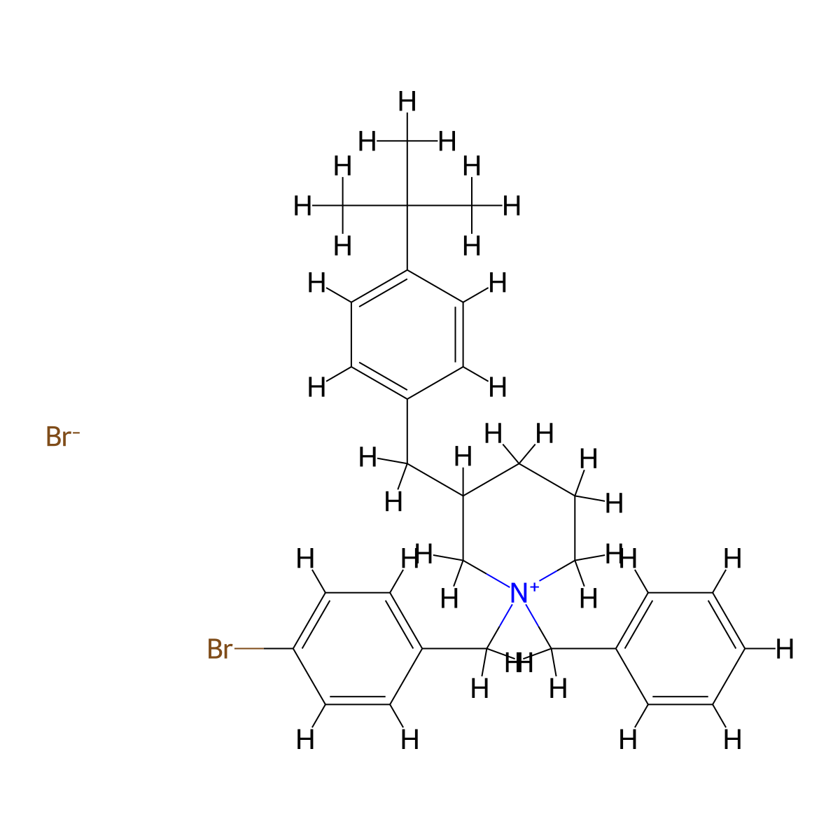 1-Benzyl-1-(4-bromobenzyl)-3-[4-(tert-butyl)benzyl]piperidinium bromide molecular structure, CAS 1025707-72-5