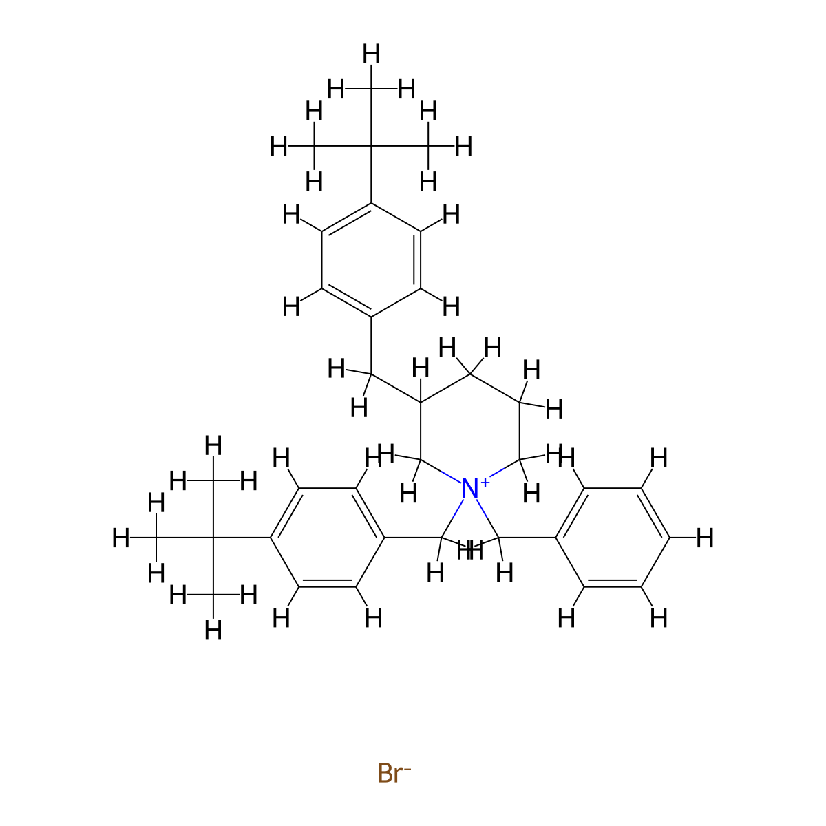 1-Benzyl-1,3-bis[4-(tert-butyl)benzyl]piperidinium bromide molecular structure, CAS 1025707-76-9