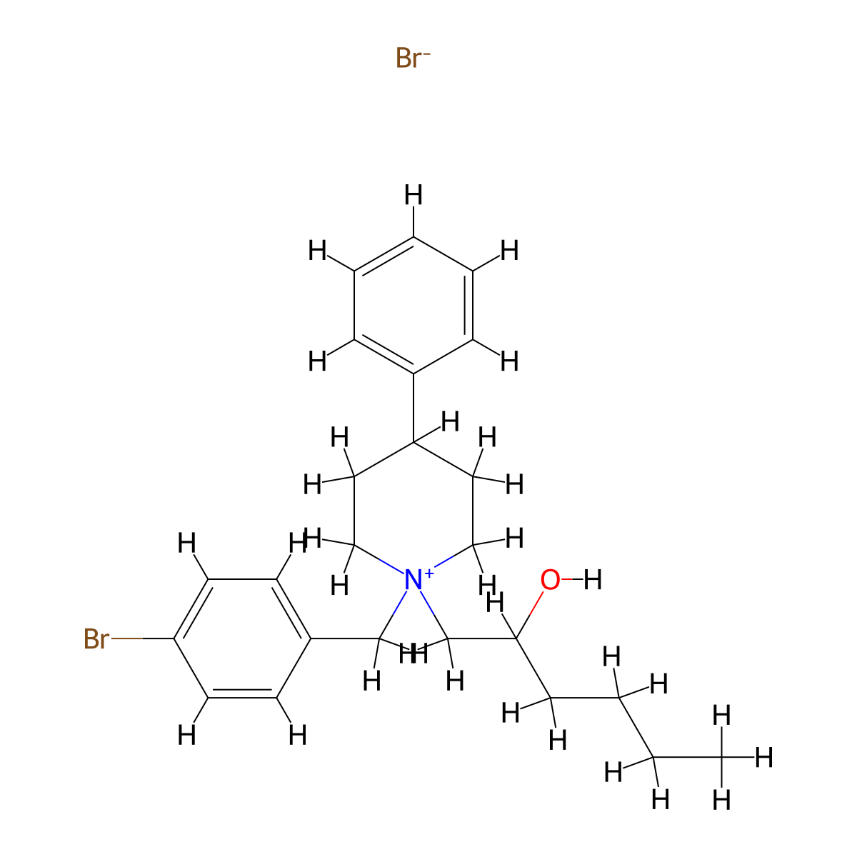 1-(4-Bromobenzyl)-1-(2-hydroxyhexyl)-4-phenylpiperidinium bromide molecular structure, CAS 1025707-79-2