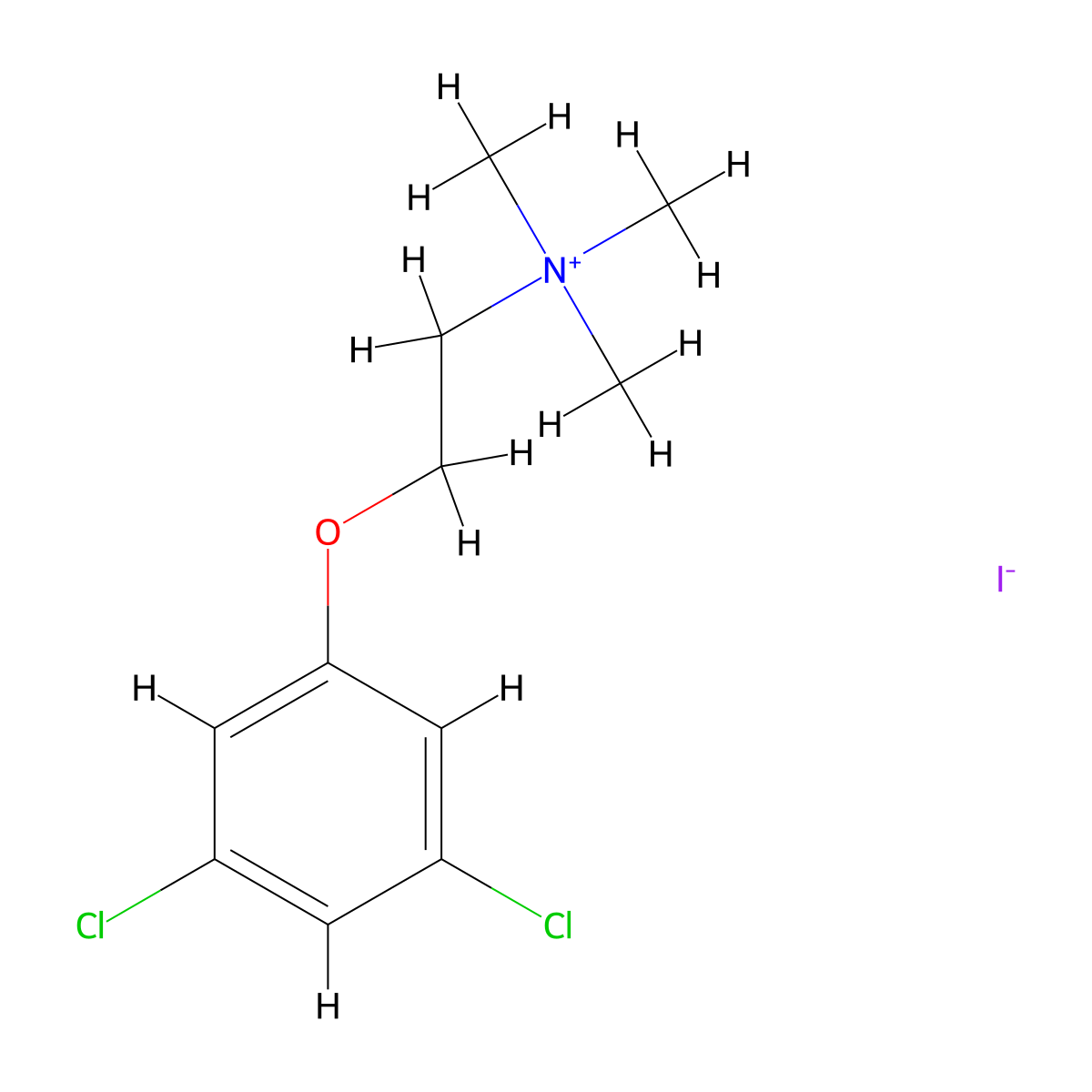 2-(3,5-dichlorophenoxy)-N,N,N-trimethyl-1-ethanaminium iodide molecular structure, CAS 1025707-89-4
