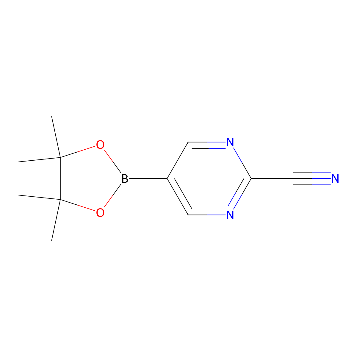 2-Cyanopyrimidine-5-boronic acid pinacol ester molecular structure, CAS 1025708-31-9