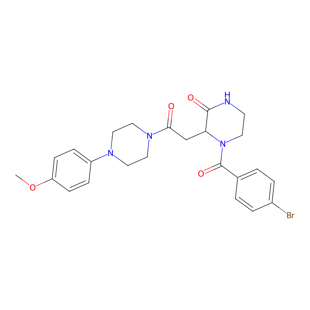 4-(4-bromobenzoyl)-3-{2-[4-(4-methoxyphenyl)piperazino]-2-oxoethyl}tetrahydro-2(1H)-pyrazinone molecular structure, CAS 1025709-13-0