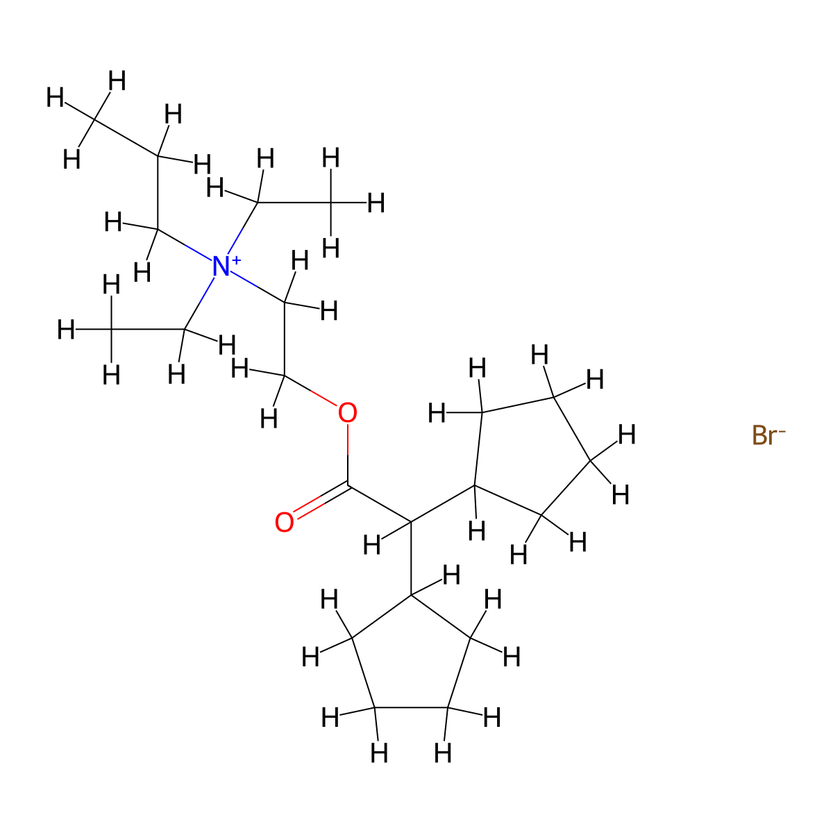 Ammonium, diethyl(2-hydroxyethyl)propyl-, bromide, dicyclopentylacetate molecular structure, CAS 102571-18-6