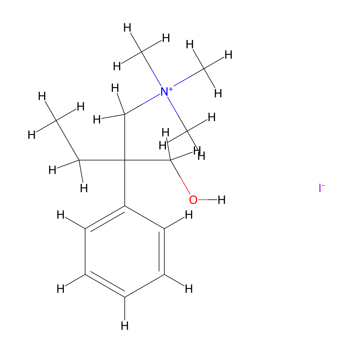 2-(Hydroxymethyl)-N,N,N-trimethyl-2-phenylbutan-1-aminium iodide molecular structure, CAS 102571-30-2