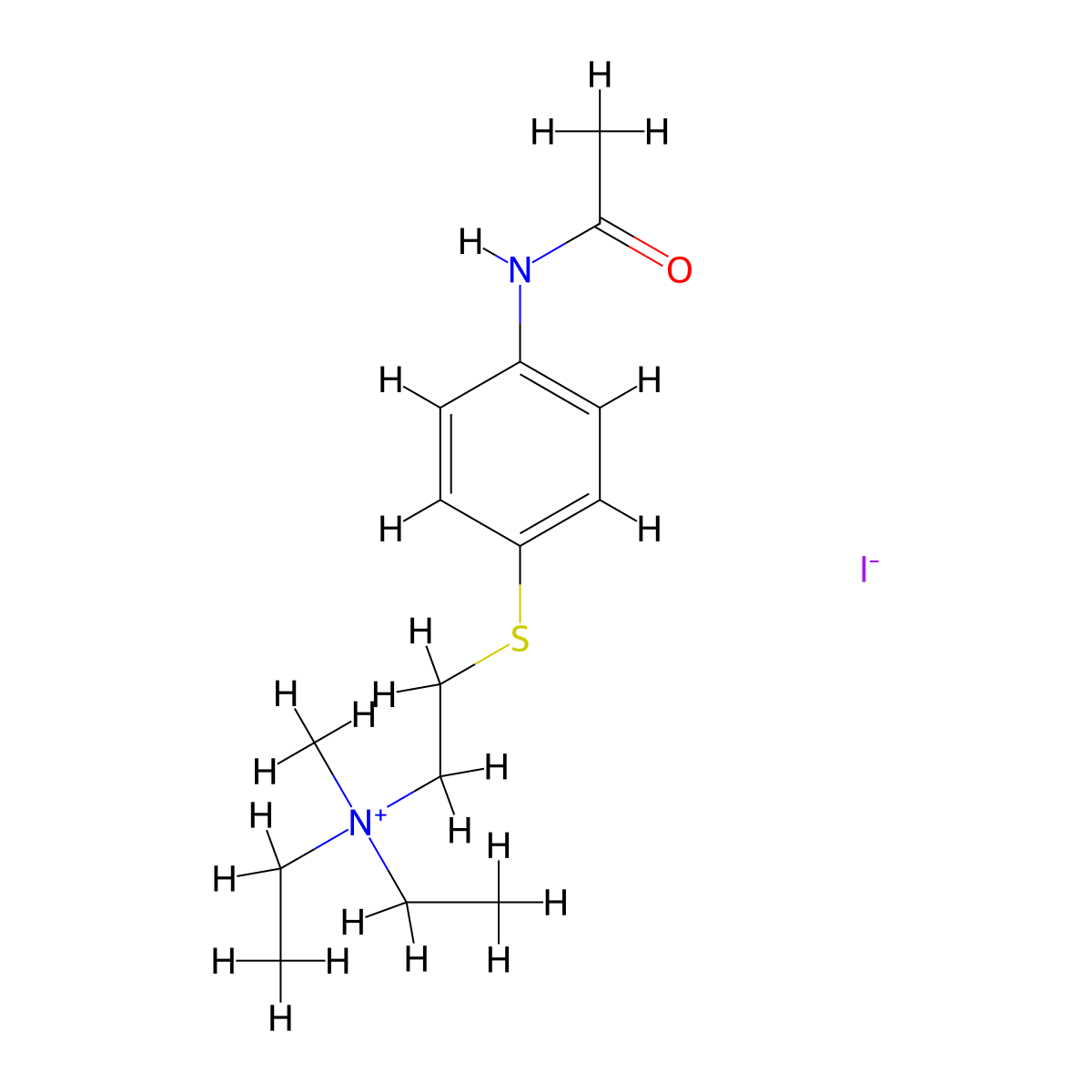 Ammonium, (2-(p-acetamidophenyl)thioethyl)diethylmethyl-, iodide molecular structure, CAS 102571-35-7