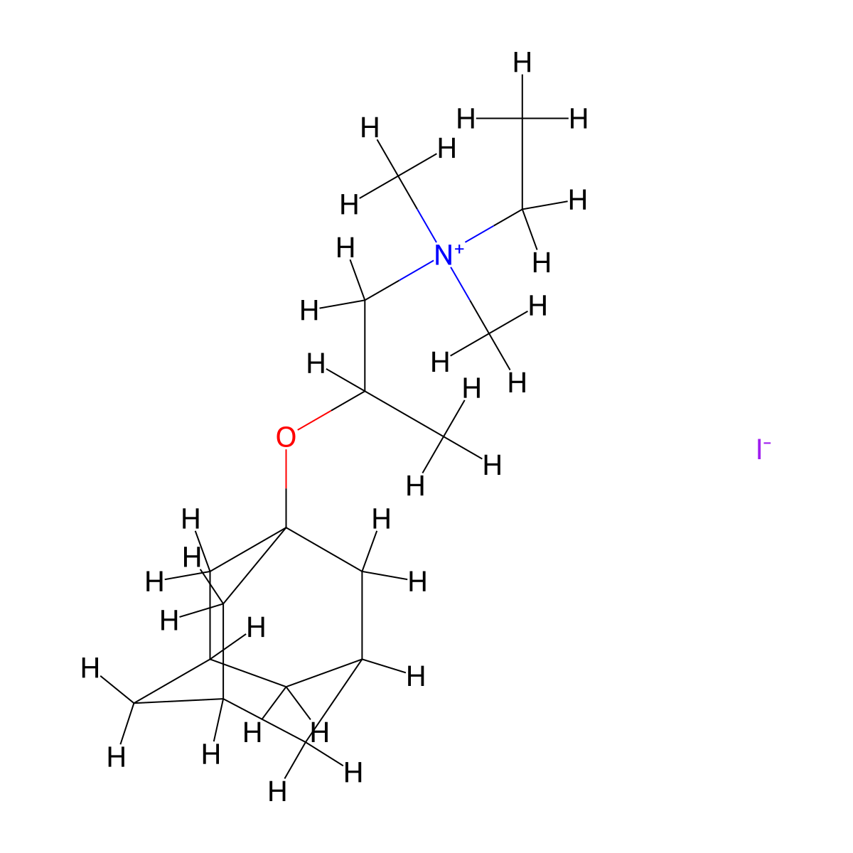 Ammonium, (2-(1-adamantyloxy)propyl)dimethylethyl-, iodide molecular structure, CAS 102571-36-8