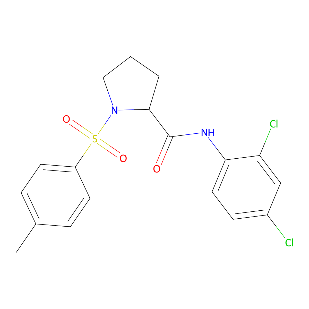 N-(2,4-dichlorophenyl)-1-[(4-methylphenyl)sulfonyl]prolinamide molecular structure, CAS 1025714-82-2