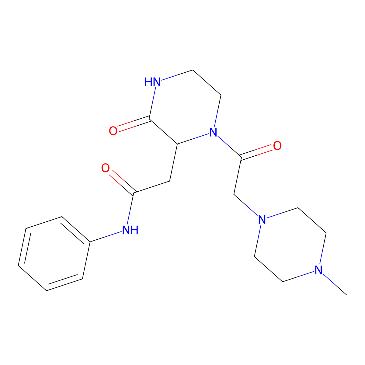 2-{1-[(4-methylpiperazin-1-yl)acetyl]-3-oxopiperazin-2-yl}-N-phenylacetamide molecular structure, CAS 1025714-95-7