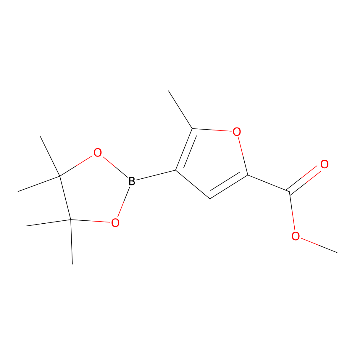 Methyl 5-methyl-4-(4,4,5,5-tetramethyl-1,3,2-dioxaborolan-2-YL)furan-2-carboxylate molecular structure, CAS 1025718-99-3