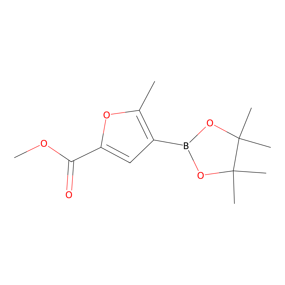 Methyl 5-methyl-4-(4,4,5,5-tetramethyl-1,3,2-dioxaborolan-2-YL)furan-2-carboxylate molecular structure, CAS 1025718-99-3