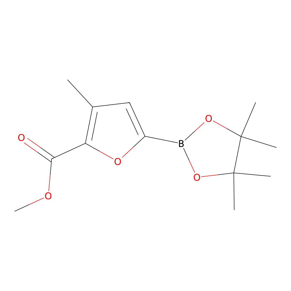 Methyl 3-methyl-5-(4,4,5,5-tetramethyl-1,3,2-dioxaborolan-2-YL)furan-2-carboxylate molecular structure, CAS 1025719-02-1