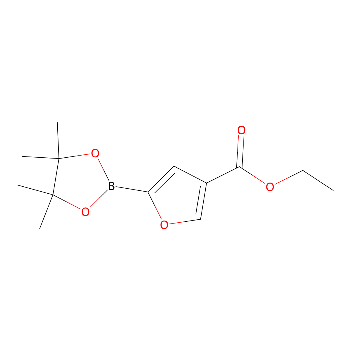 Ethyl 5-(4,4,5,5-tetramethyl-1,3,2-dioxaborolan-2-YL)furan-3-carboxylate molecular structure, CAS 1025719-08-7