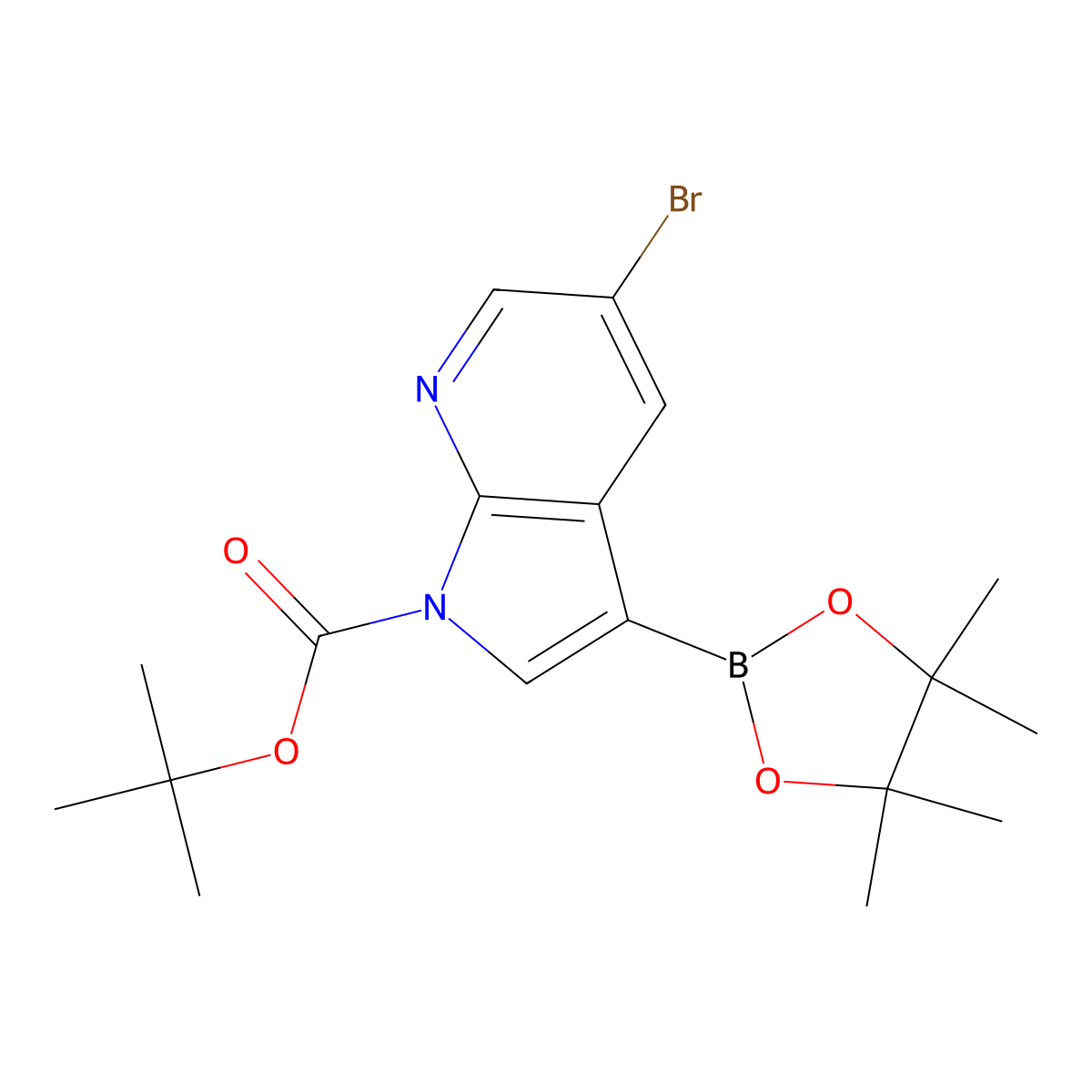 Tert-butyl 5-bromo-3-(4,4,5,5-tetramethyl-1,3,2-dioxaborolan-2-YL)-1H-pyrrolo[2,3-B]pyridine-1-carboxylate molecular structure, CAS 1025719-14-5