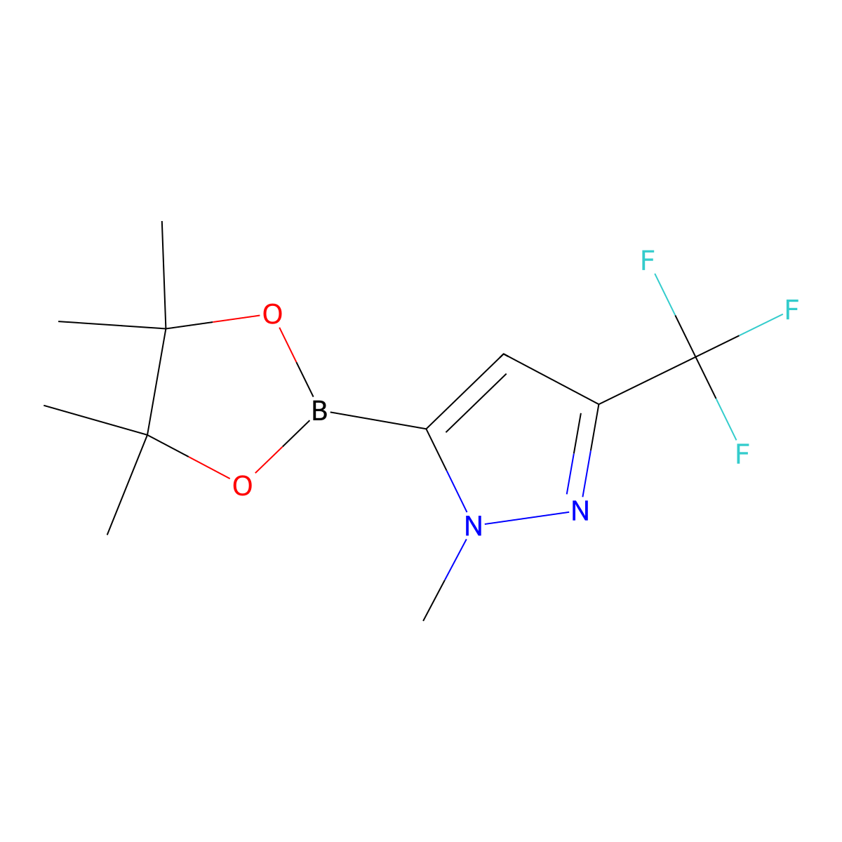 1-methyl-5-(4,4,5,5-tetramethyl-1,3,2-dioxaborolan-2-yl)-3-(trifluoromethyl)-1H-pyrazole molecular structure, CAS 1025719-23-6
