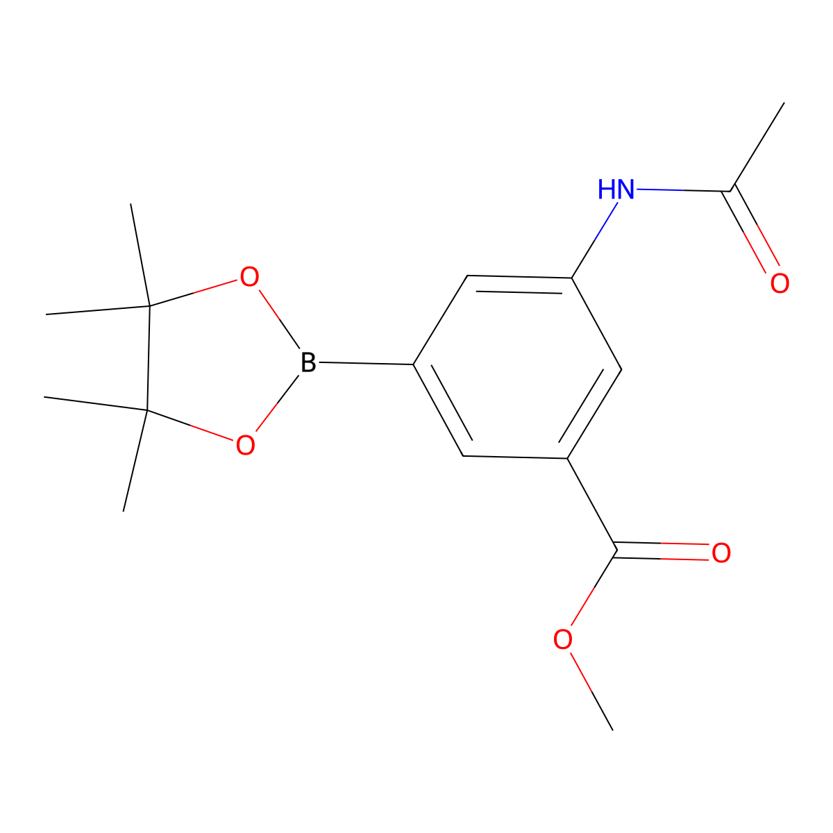 Methyl 3-acetamido-5-(4,4,5,5-tetramethyl-1,3,2-dioxaborolan-2-YL)benzoate molecular structure, CAS 1025719-29-2