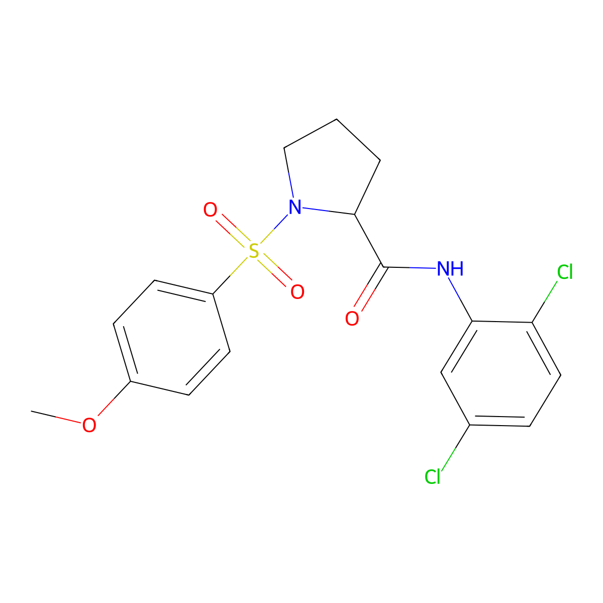 N-(2,5-dichlorophenyl)-1-[(4-methoxyphenyl)sulfonyl]prolinamide molecular structure, CAS 1025720-45-9