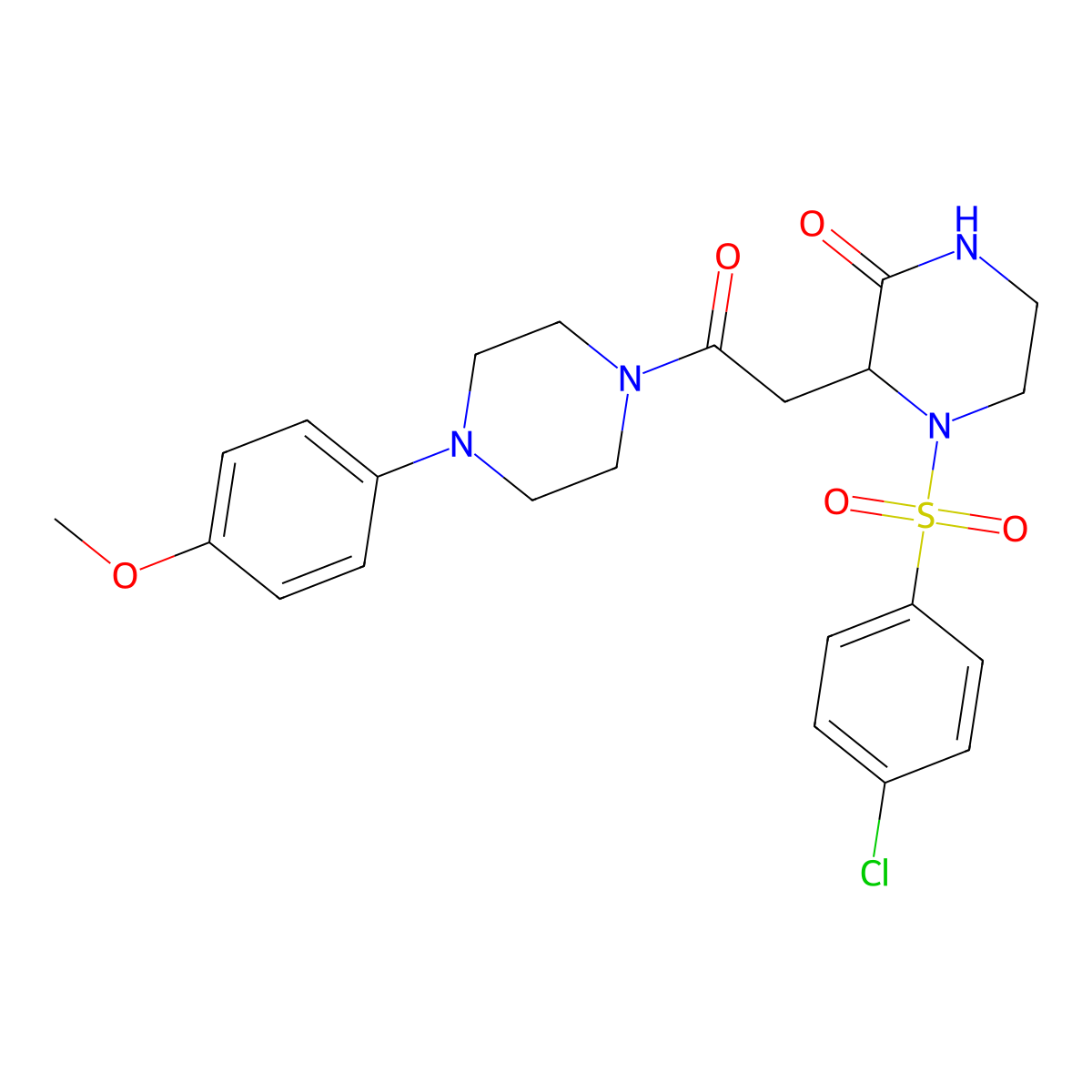 4-[(4-Chlorophenyl)sulfonyl]-3-{2-[4-(4-methoxyphenyl)piperazin-1-yl]-2-oxoethyl}piperazin-2-one molecular structure, CAS 1025720-78-8