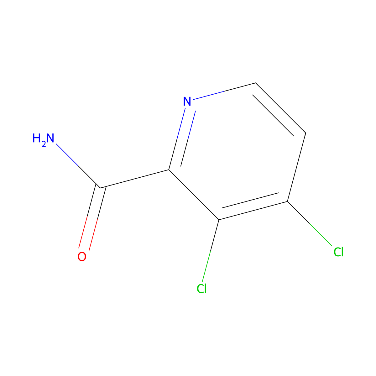 3,4-Dichloropyridine-2-carboxamide molecular structure, CAS 1025720-99-3