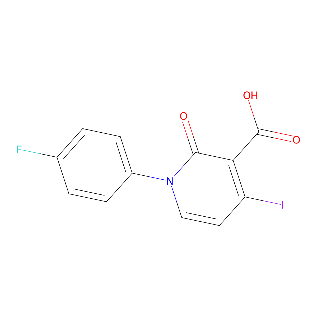 1-(4-Fluorophenyl)-4-iodo-2-oxo-1,2-dihydropyridine-3-carboxylic acid molecular structure, CAS 1025721-10-1