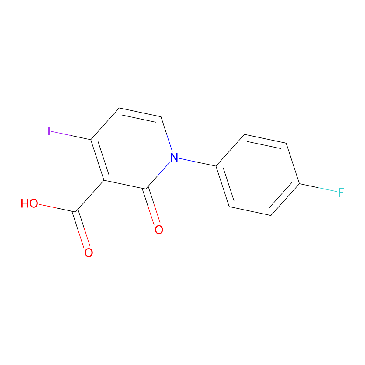 1-(4-Fluorophenyl)-4-iodo-2-oxo-1,2-dihydropyridine-3-carboxylic acid molecular structure, CAS 1025721-10-1