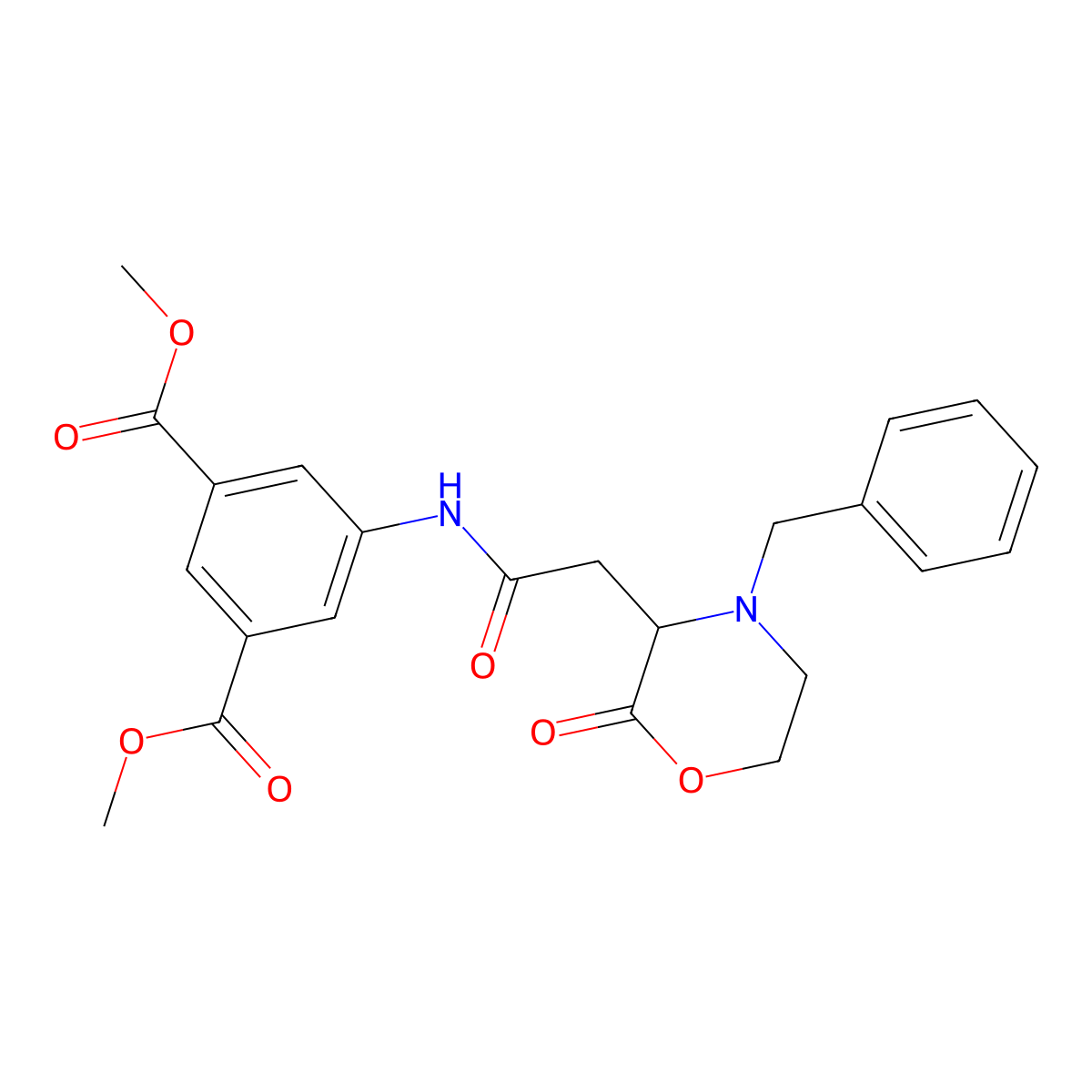 Dimethyl 5-{[(4-benzyl-2-oxomorpholin-3-yl)acetyl]amino}isophthalate molecular structure, CAS 1025721-57-6