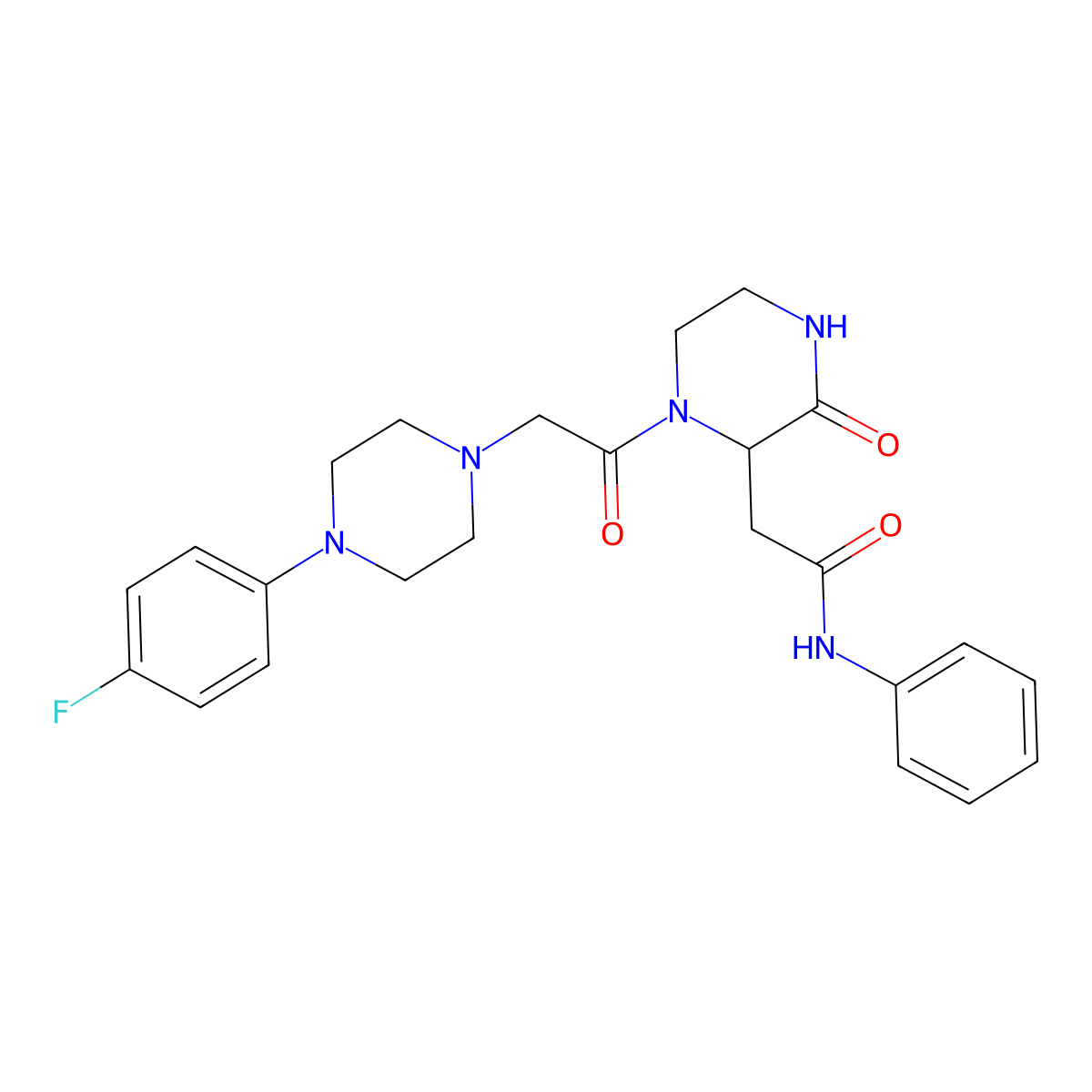 2-(1-{[4-(4-fluorophenyl)piperazin-1-yl]acetyl}-3-oxopiperazin-2-yl)-N-phenylacetamide molecular structure, CAS 1025722-02-4