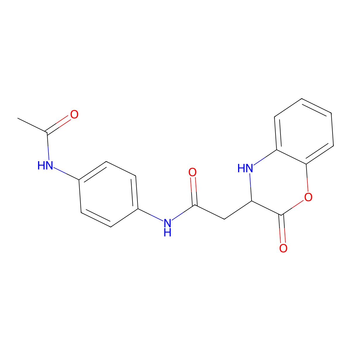 N-[4-(acetylamino)phenyl]-2-(2-oxo-3,4-dihydro-2H-1,4-benzoxazin-3-yl)acetamide molecular structure, CAS 1025722-58-0