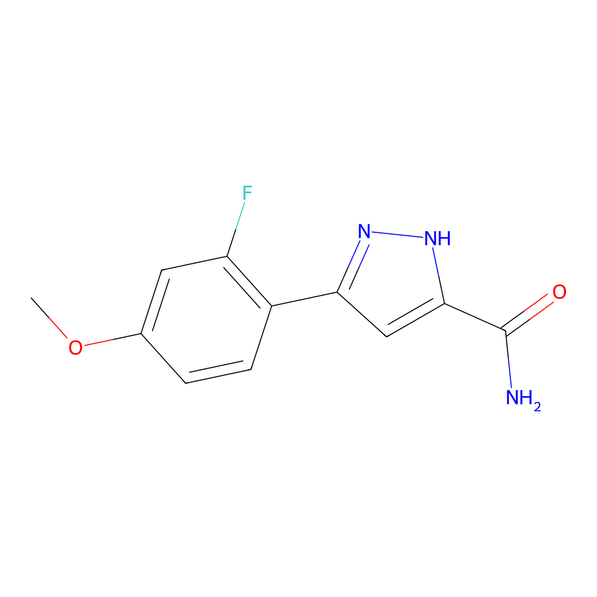 5-(2-Fluoro-4-methoxyphenyl)pyrazole-3-carboxamide molecular structure, CAS 1025724-31-5