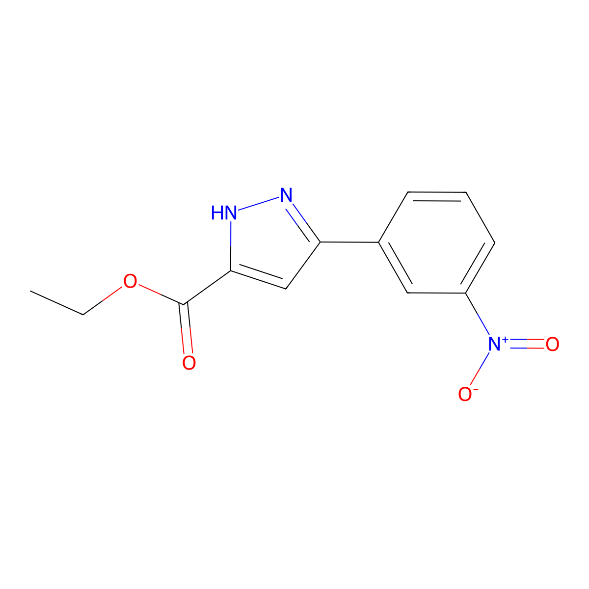 ethyl 5-(3-nitrophenyl)-1H-pyrazole-3-carboxylate molecular structure, CAS 1025724-57-5