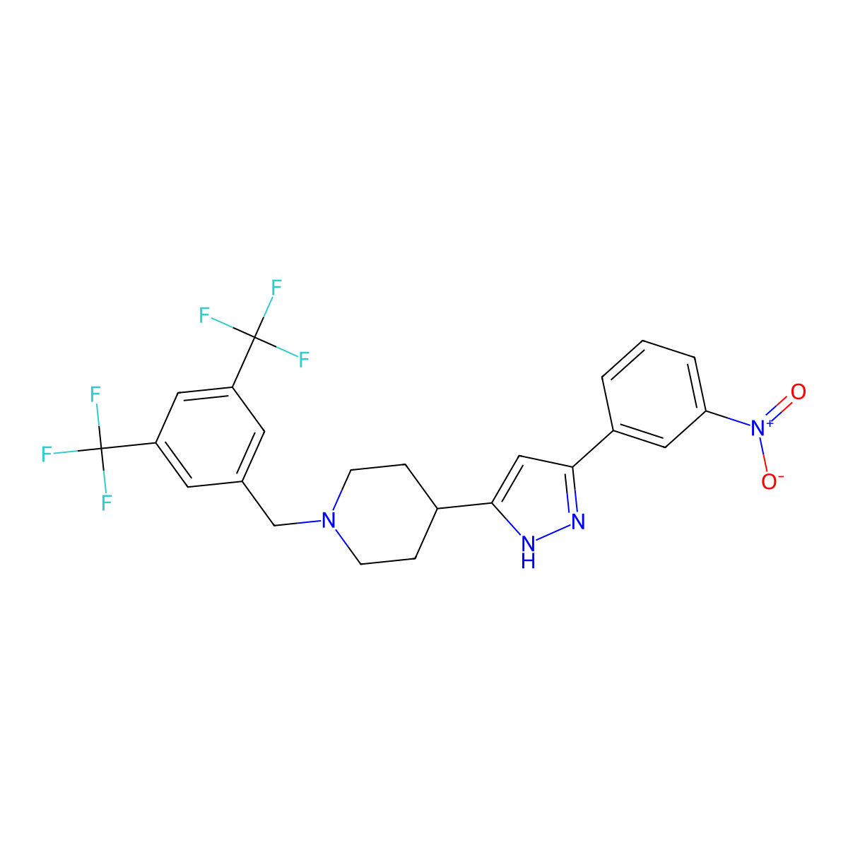 1-[[3,5-bis(trifluoromethyl)phenyl]methyl]-4-[3-(3-nitrophenyl)-1H-pyrazol-5-yl]piperidine molecular structure, CAS 1025724-72-4