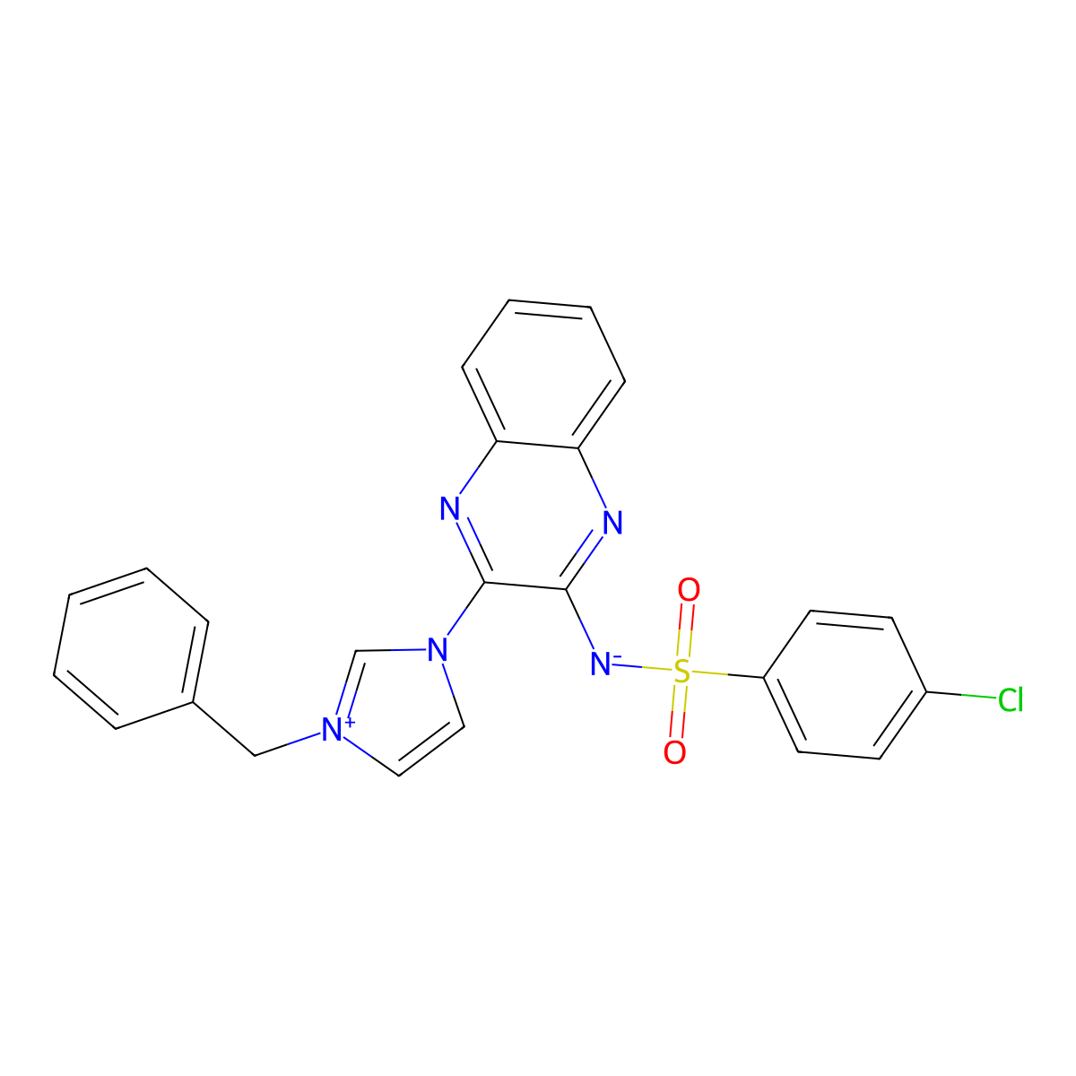 [3-(3-Benzylimidazol-3-ium-1-yl)quinoxalin-2-yl]-(4-chlorophenyl)sulfonylazanide molecular structure, CAS 1025724-90-6