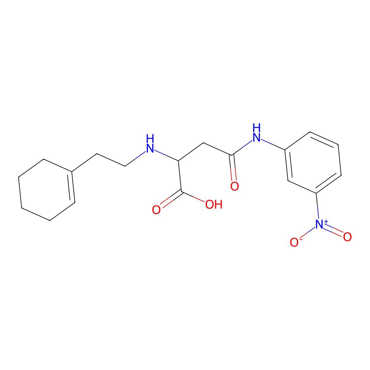 2-[2-(Cyclohexen-1-yl)ethylamino]-4-(3-nitroanilino)-4-oxobutanoic acid molecular structure, CAS 1025725-24-9