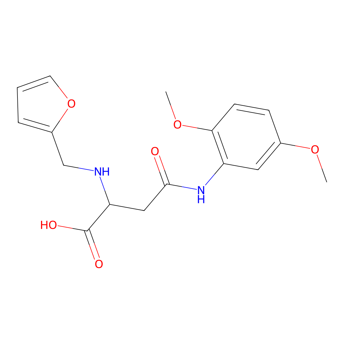4-(2,5-Dimethoxyanilino)-2-(furan-2-ylmethylamino)-4-oxobutanoic acid molecular structure, CAS 1025725-27-2