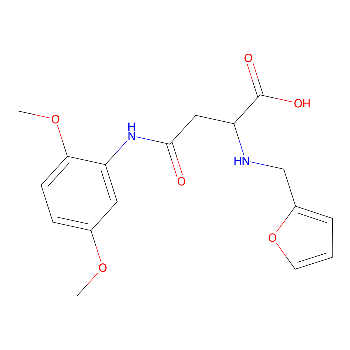 4-(2,5-Dimethoxyanilino)-2-(furan-2-ylmethylamino)-4-oxobutanoic acid molecular structure, CAS 1025725-27-2