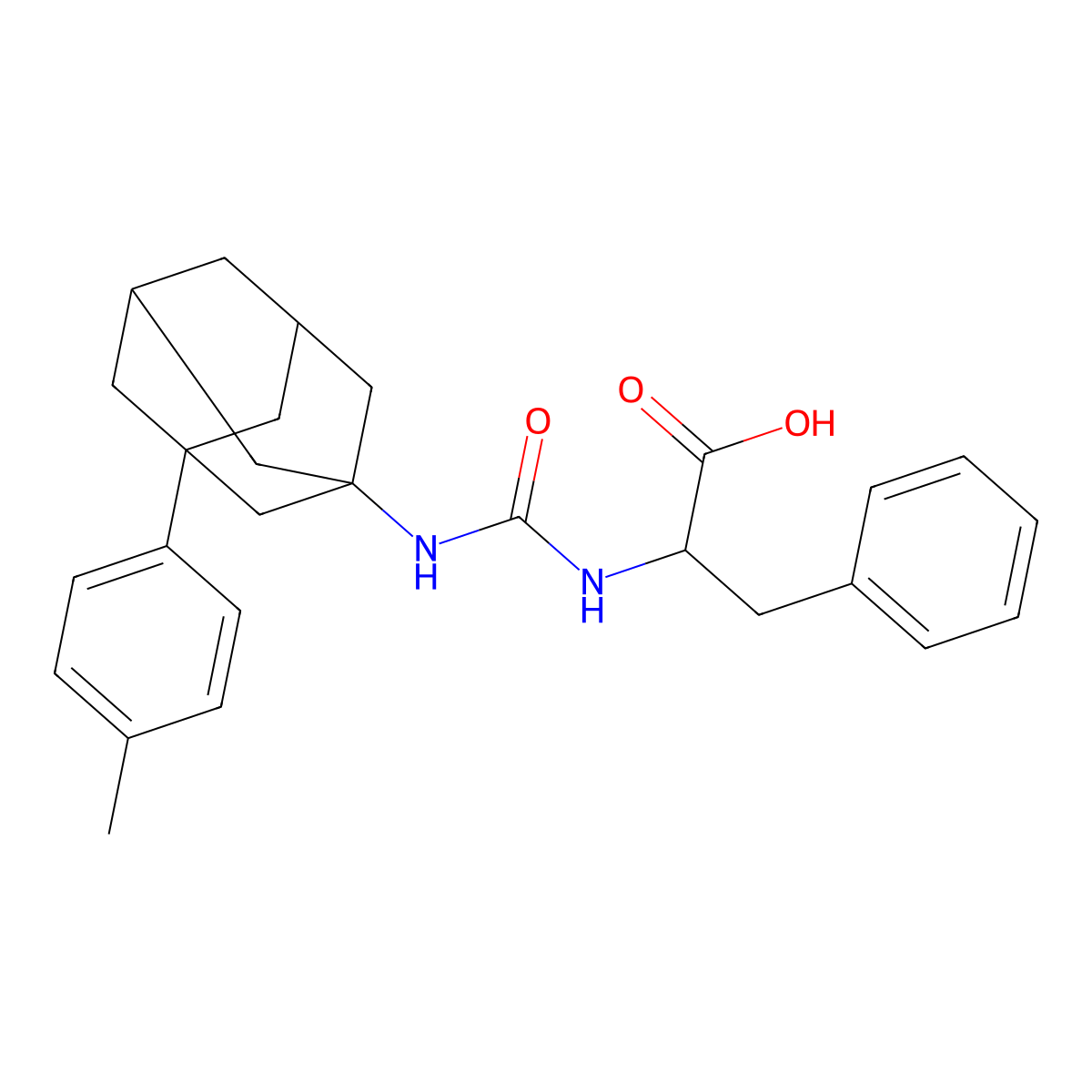 2-({[3-(4-Methylphenyl)adamantanyl]amino}carbonylamino)-3-phenylpropanoic acid molecular structure, CAS 1025725-37-4