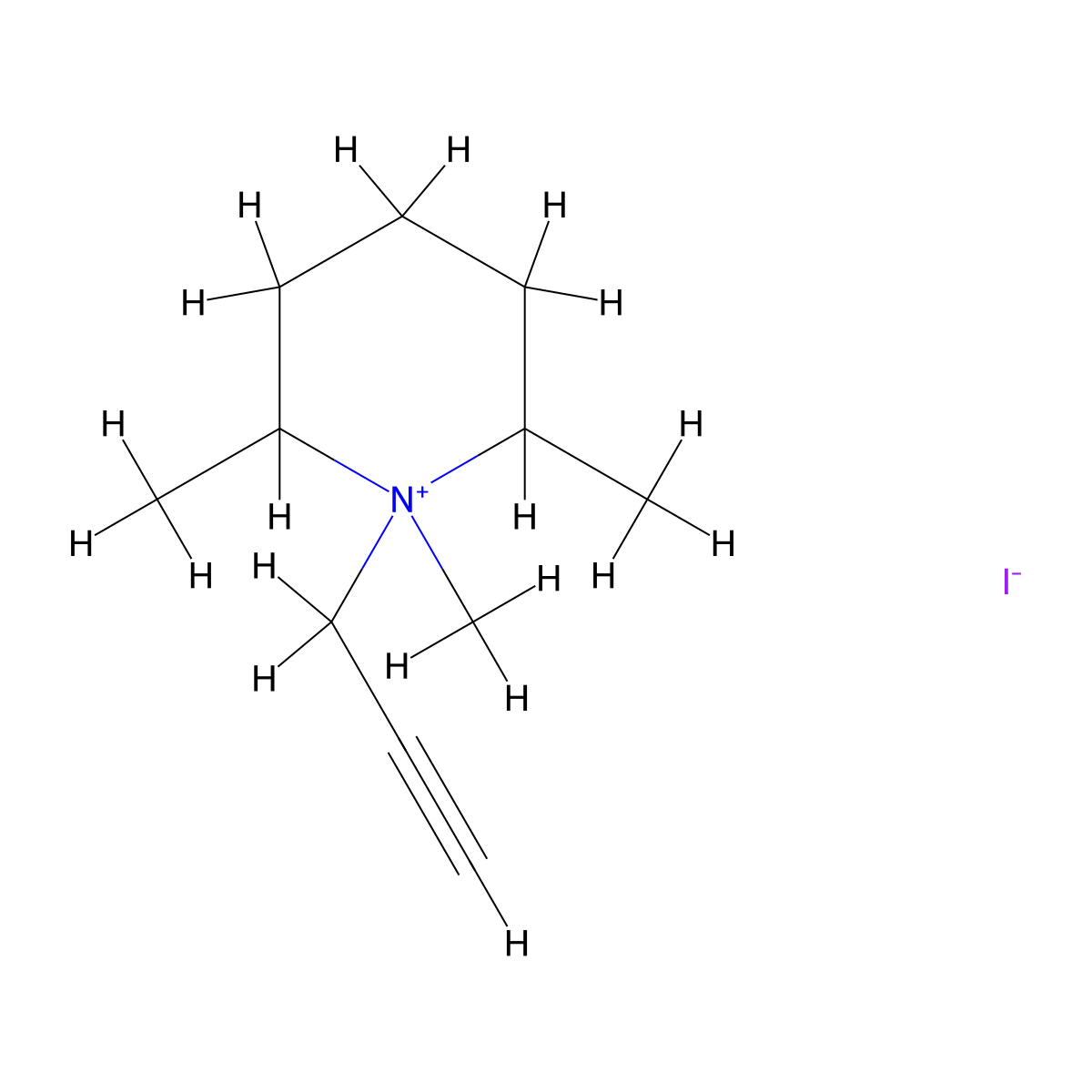 1,2,6-Trimethyl-1-(prop-2-YN-1-YL)piperidin-1-ium iodide molecular structure, CAS 1025735-32-3
