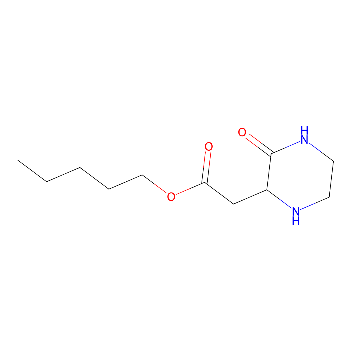 Pentyl 2-(3-oxo-2-piperazinyl)acetate molecular structure, CAS 1025736-40-6