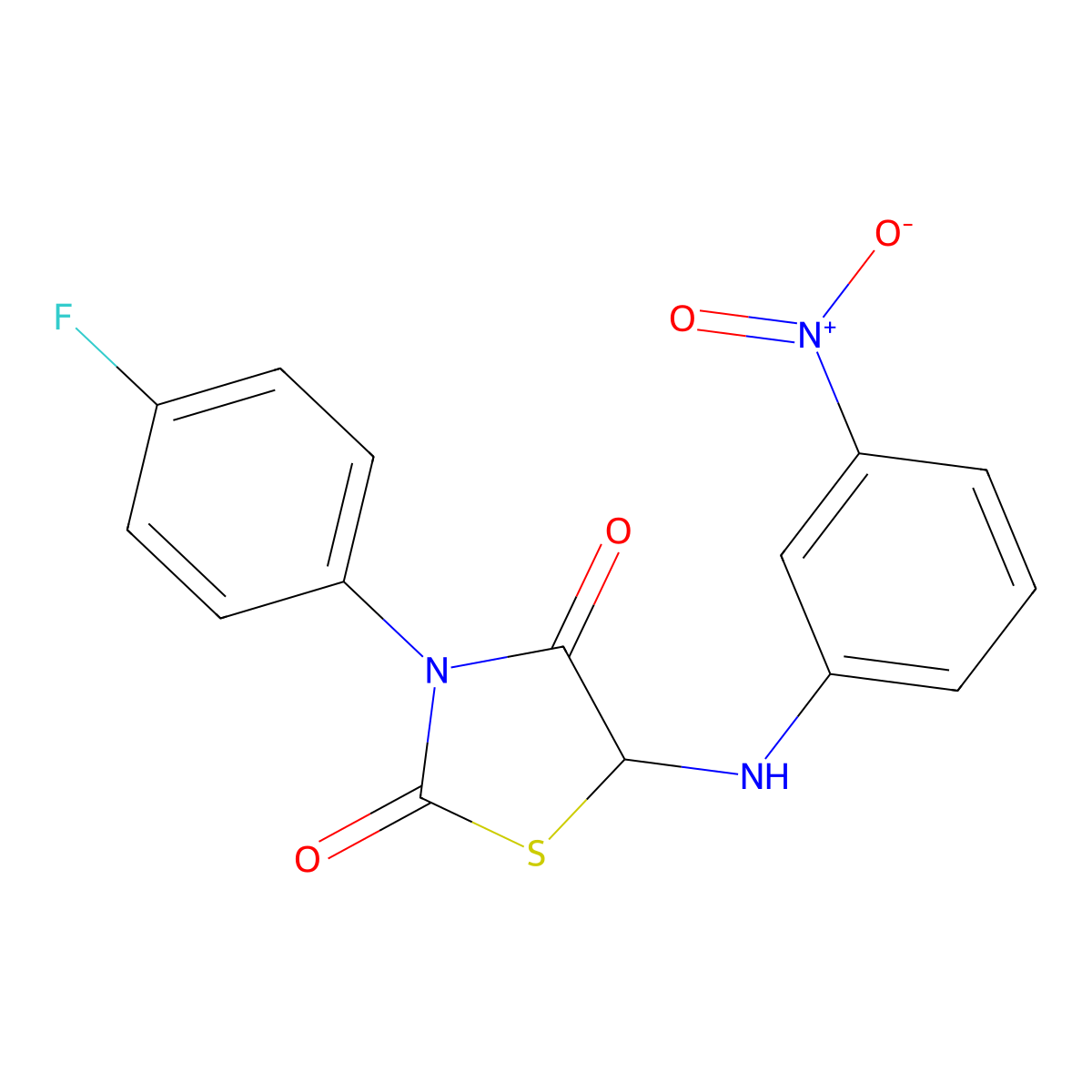 3-(4-Fluorophenyl)-5-((3-nitrophenyl)amino)thiazolidine-2,4-dione molecular structure, CAS 1025736-70-2