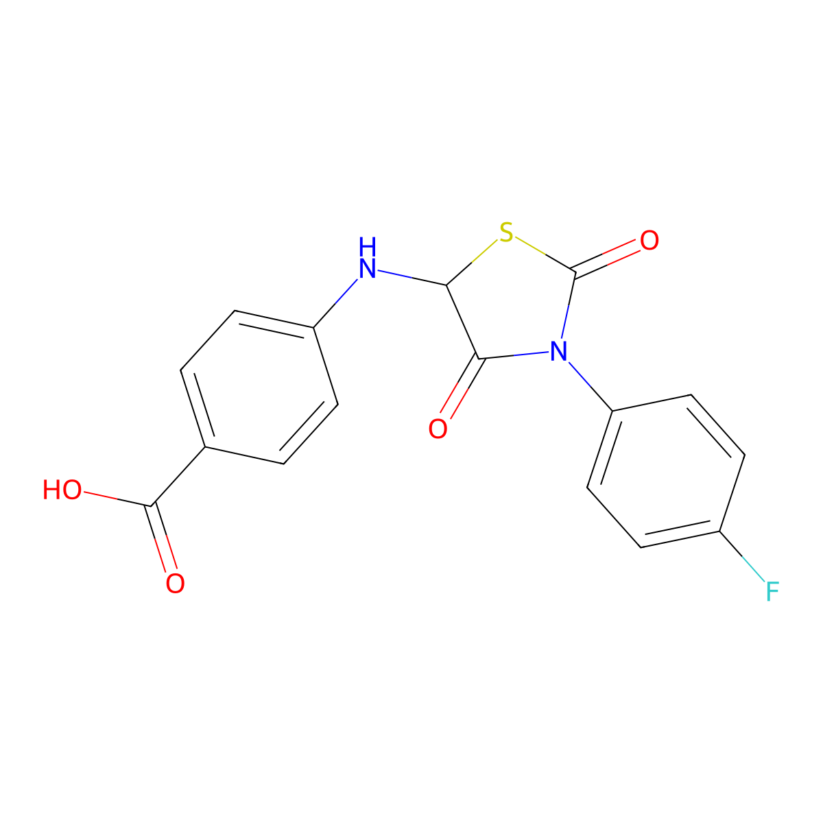 4-{[3-(4-Fluorophenyl)-2,4-dioxo-1,3-thiazolidin-5-yl]amino}benzoic acid molecular structure, CAS 1025736-71-3