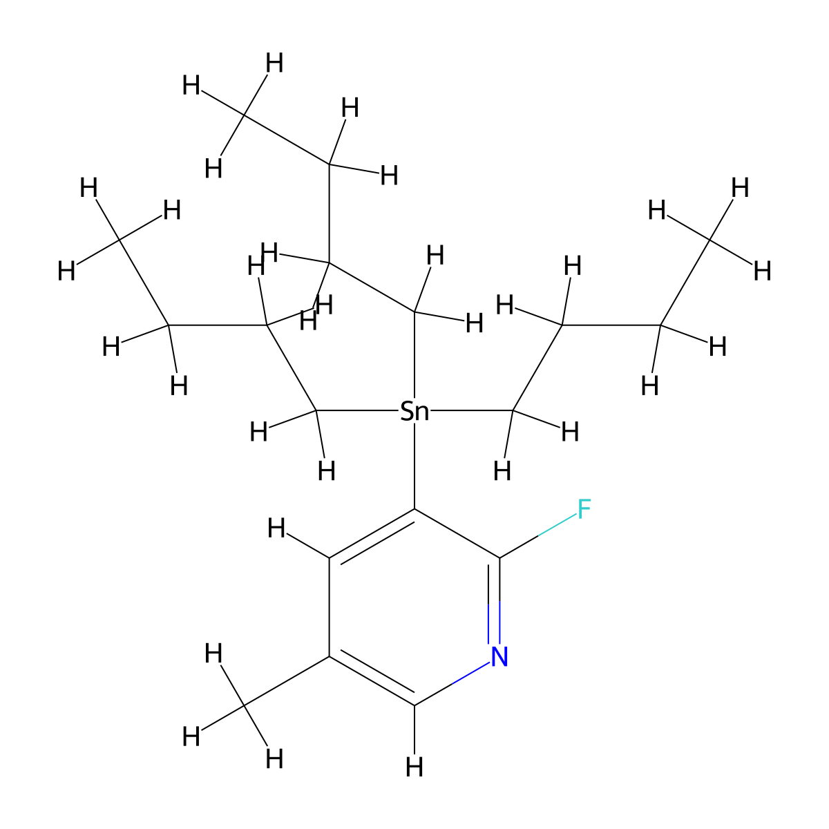 2-Fluoro-5-methyl-3-(tributylstannyl)pyridine molecular structure, CAS 1025745-87-2