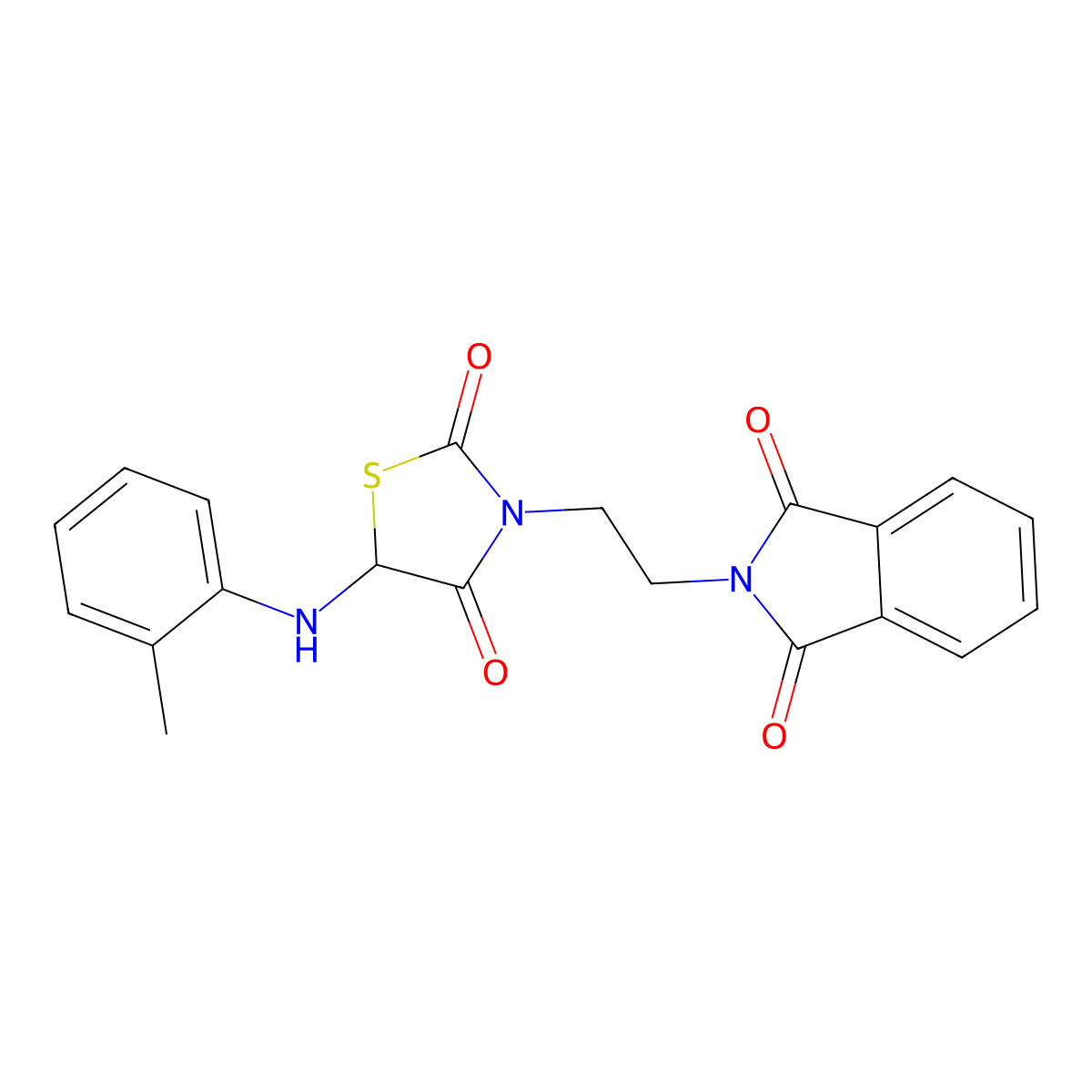 3-(2-(1,3-Dioxoisoindolin-2-yl)ethyl)-5-(o-tolylamino)thiazolidine-2,4-dione molecular structure, CAS 1025749-71-6