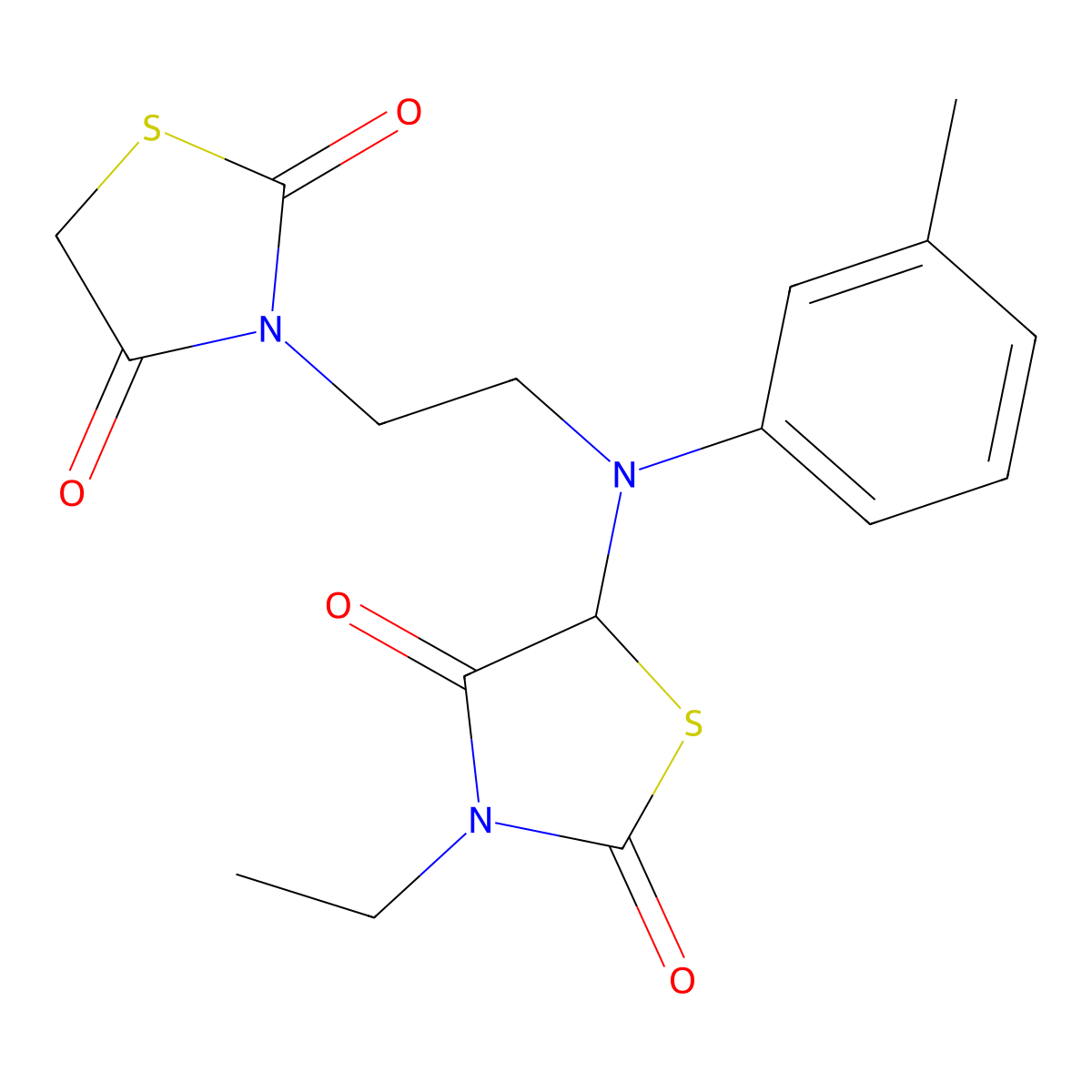5-((2-(2,4-Dioxothiazolidin-3-yl)ethyl)(m-tolyl)amino)-3-ethylthiazolidine-2,4-dione molecular structure, CAS 1025749-75-0