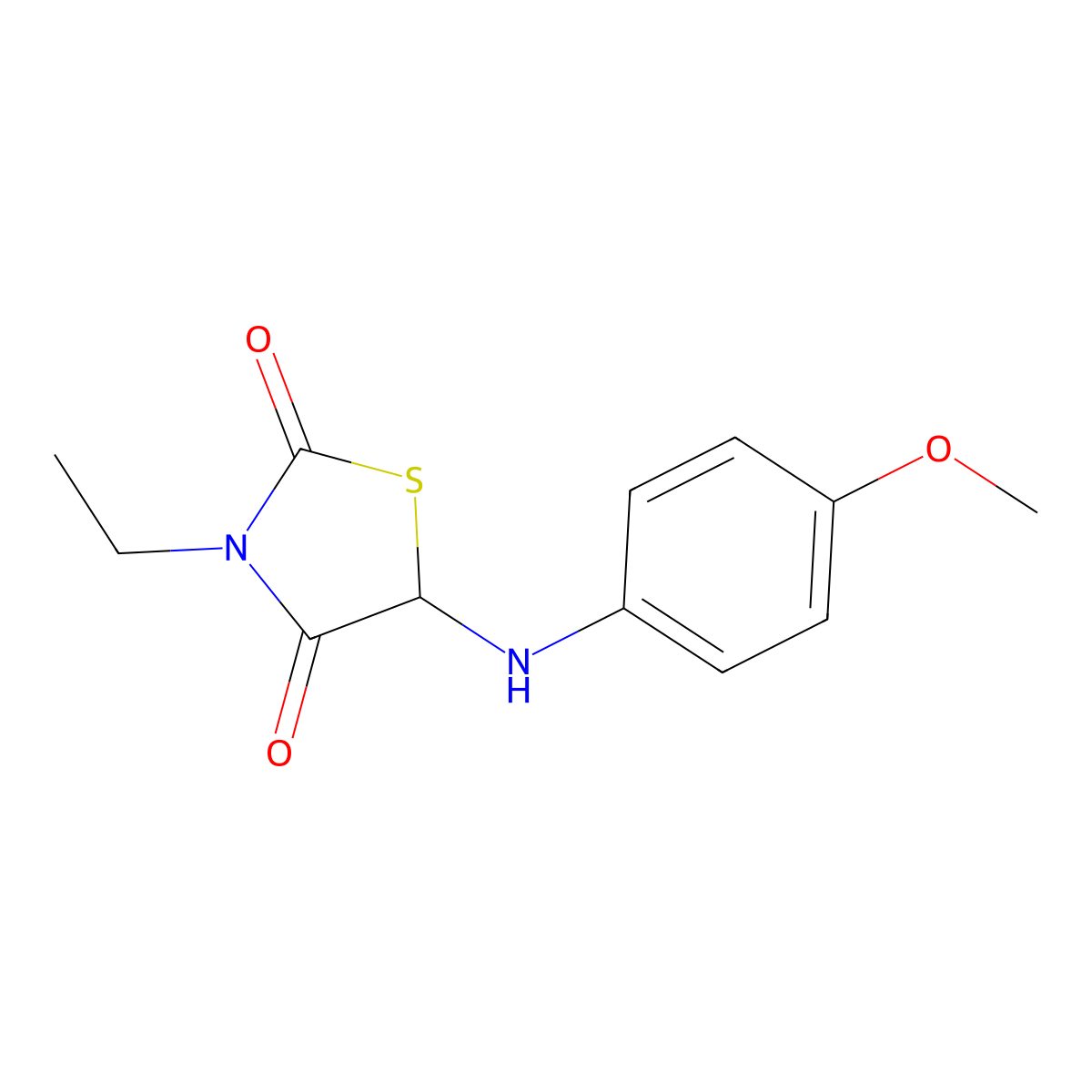 3-Ethyl-5-((4-methoxyphenyl)amino)thiazolidine-2,4-dione molecular structure, CAS 1025750-20-2
