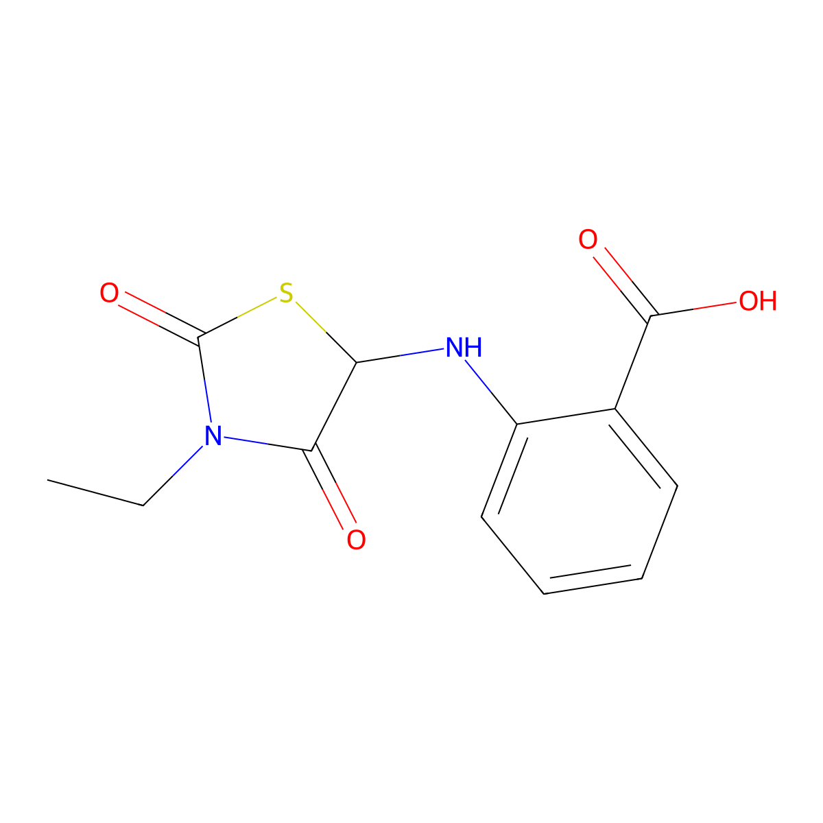 2-[(3-Ethyl-2,4-dioxo-1,3-thiazolidin-5-yl)amino]benzoic acid molecular structure, CAS 1025750-42-8