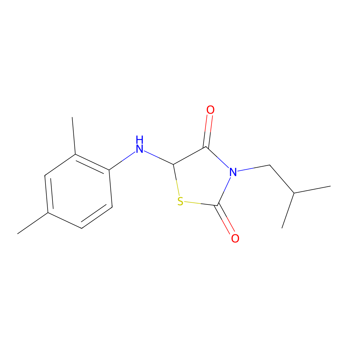 5-[(2,4-Dimethylphenyl)amino]-3-(2-methylpropyl)-1,3-thiazolidine-2,4-dione molecular structure, CAS 1025750-47-3