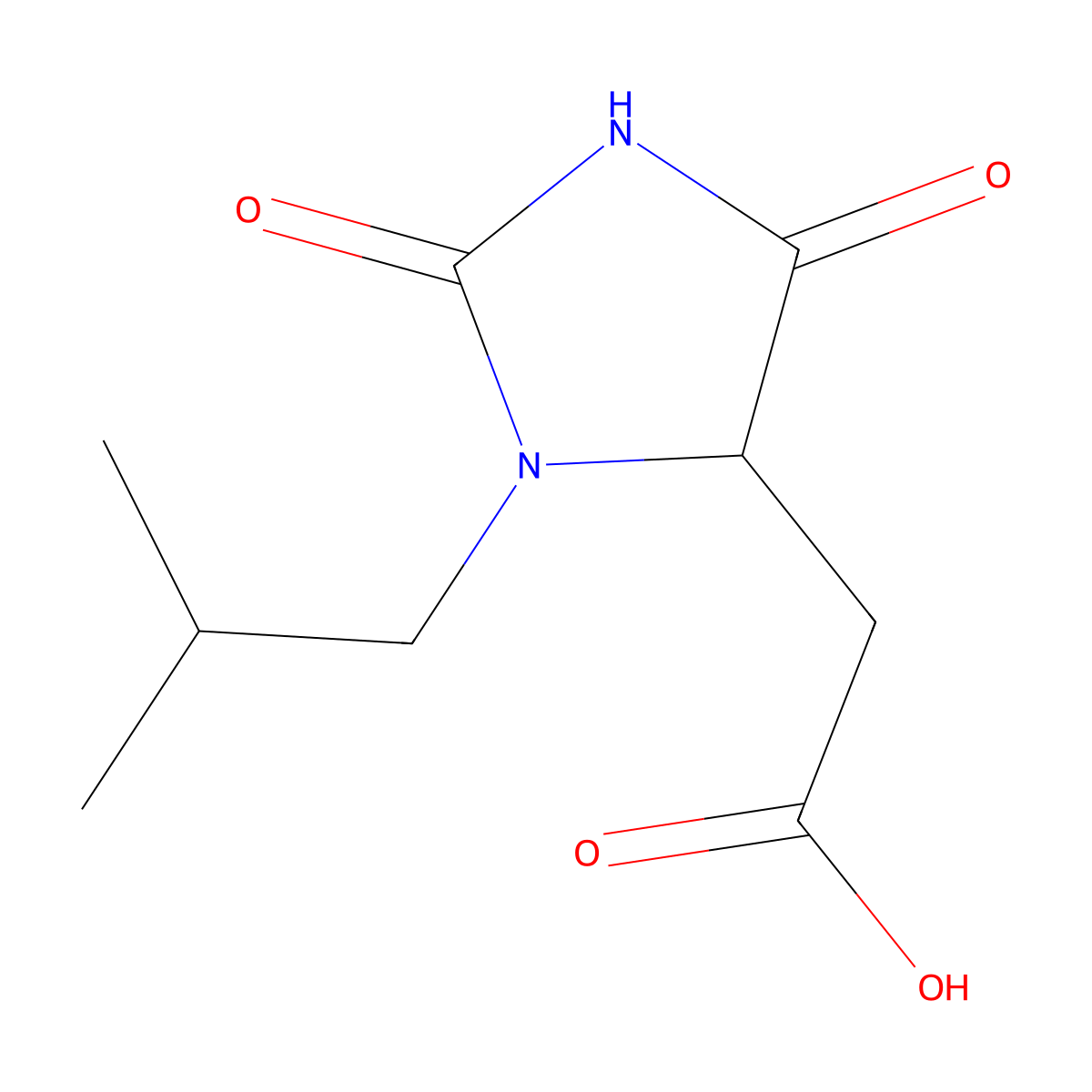 2-(3-Isobutyl-2,5-dioxoimidazolidin-4-yl)acetic acid molecular structure, CAS 1025754-79-3