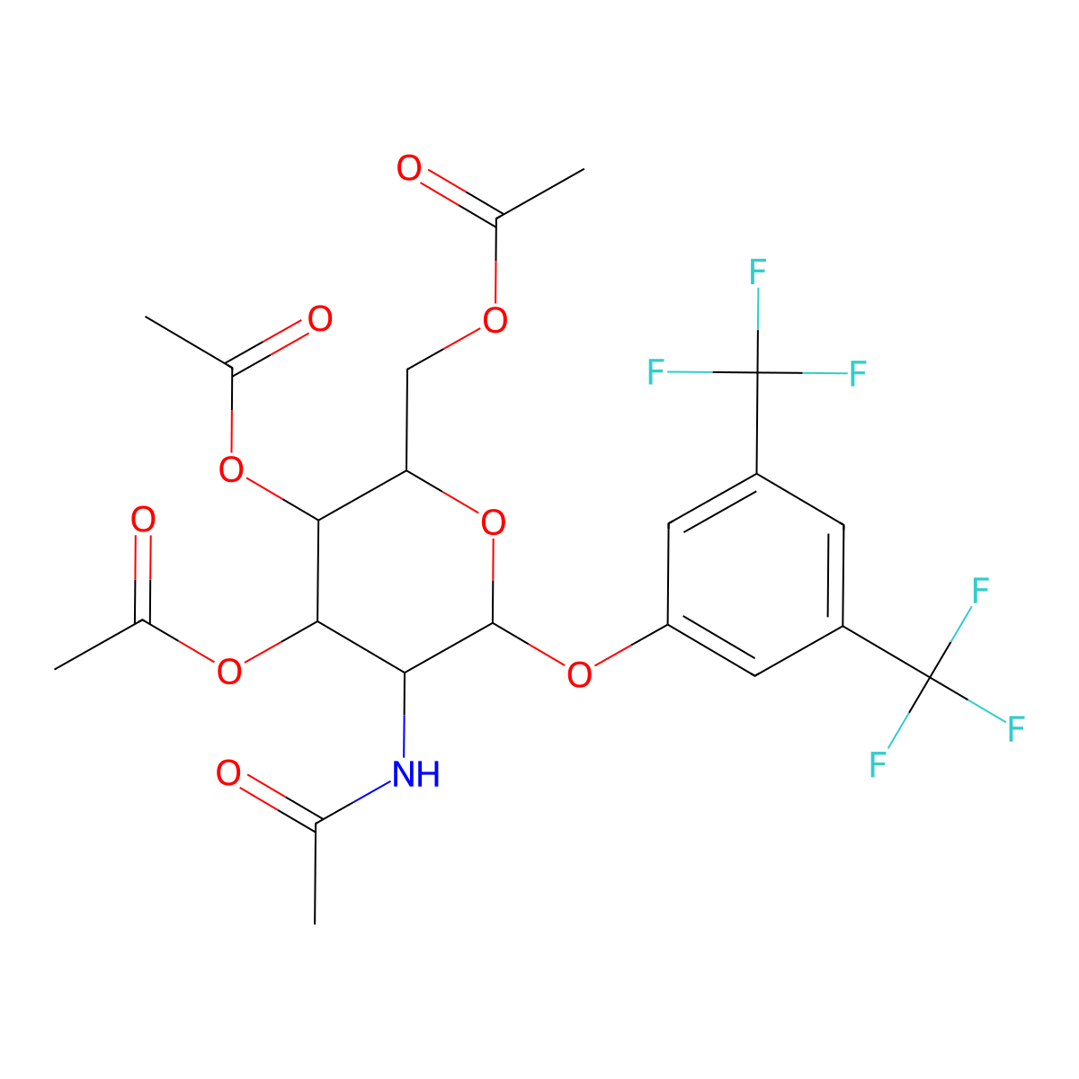 [3,4-Bis(acetyloxy)-6-[3,5-bis(trifluoromethyl)phenoxy]-5-acetamidooxan-2-yl]methyl acetate molecular structure, CAS 1025755-41-2