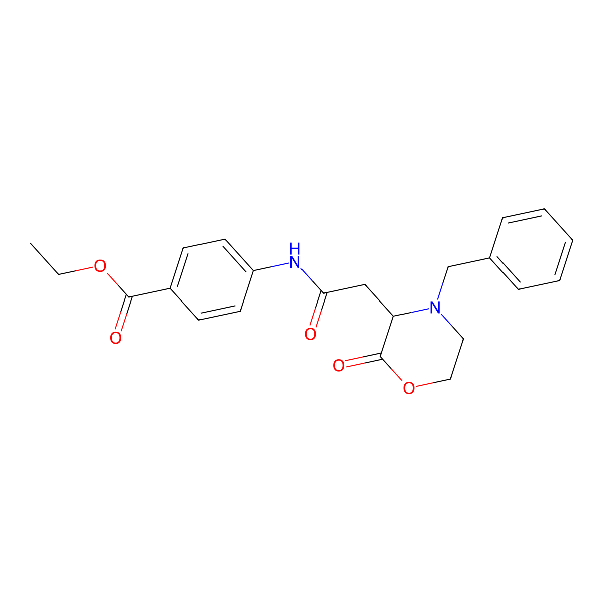 Ethyl 4-{[(4-benzyl-2-oxomorpholin-3-yl)acetyl]amino}benzoate molecular structure, CAS 1025756-94-8